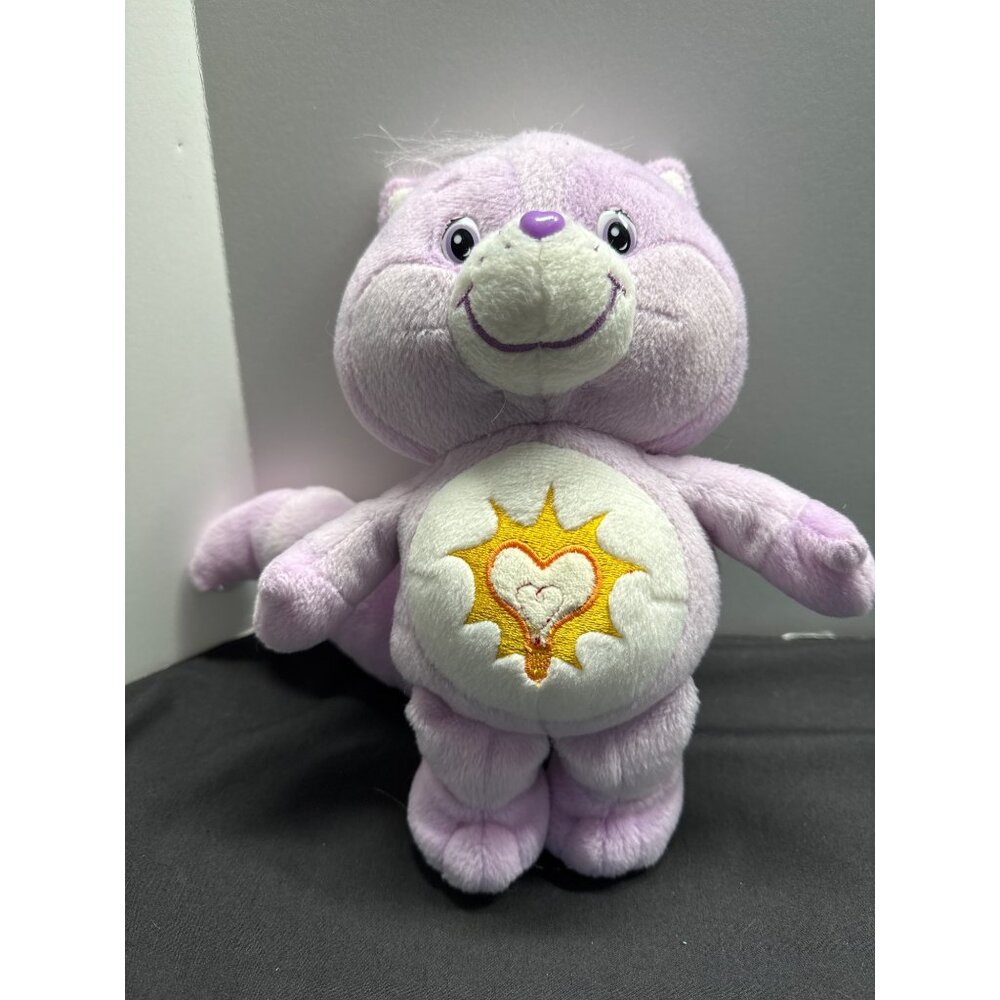 Care Bears Bright Heart Raccoon Purple Plush Toy 2004 Edition 10" Soft Cuddly St